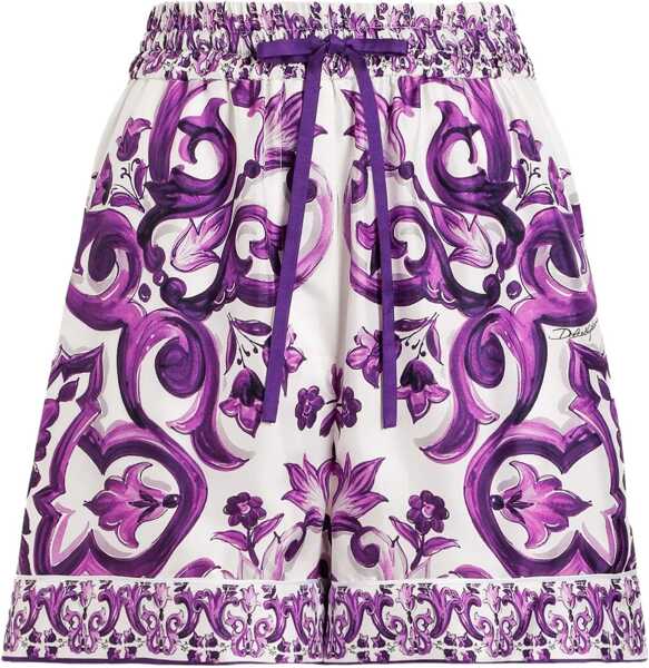 Pantaloni scurti Dolce & Gabbana Maiolica Shorts WHITE Femei (BM 18263740) 4