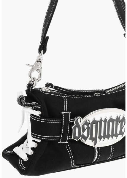 Genti de umar DSQUARED2 Canvas Hobo Bag With Logoed Buckle Black Femei (BM 18263776) 3