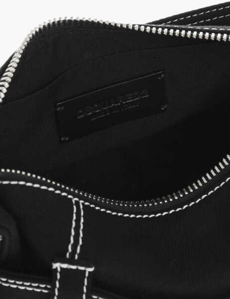 Genti de umar DSQUARED2 Canvas Hobo Bag With Logoed Buckle Black Femei (BM 18263776) 4