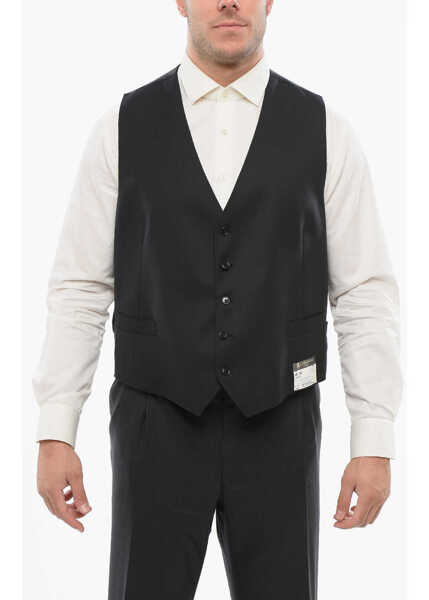 Veste costum CORNELIANI Cool Wool Vest With Half-Belt Black Barbati (BM 18263812) 1
