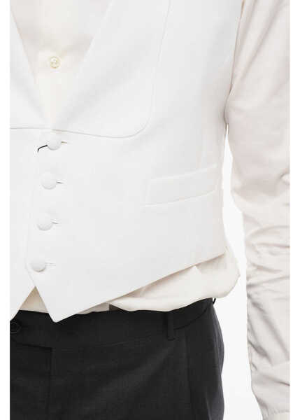 Veste costum CORNELIANI Honeycomb Cotton Master Formal Vest White Barbati (BM 18263824) 3