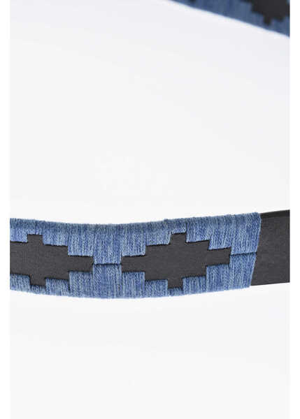Curele DSQUARED2 Leather Belt With Fabric Details 30Mm Blue Barbati (BM 18263830) 3