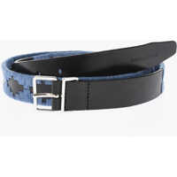Curele Leather Belt With Fabric Details 30Mm Barbati
