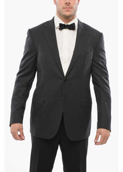 Sacouri CORNELIANI Virgin Wool Academy Blazer With Flap Pockets Black Barbati (BM 18263857) 1