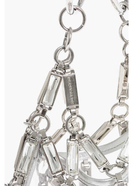 Genti de mana DSQUARED2 Rhinestoned Net Jewel Clutch Silver Femei (BM 18264025) 3