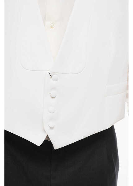 Veste costum CORNELIANI Honeycomb Cotton Mantua Formal Vest White Barbati (BM 18264040) 3