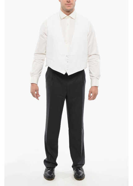 Veste costum CORNELIANI Honeycomb Cotton Mantua Formal Vest White Barbati (BM 18264040) 4