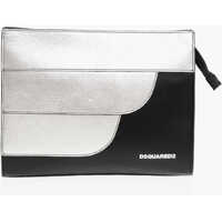 Genti de mana Lamè Leather Clutch With Zipped Closure Barbati