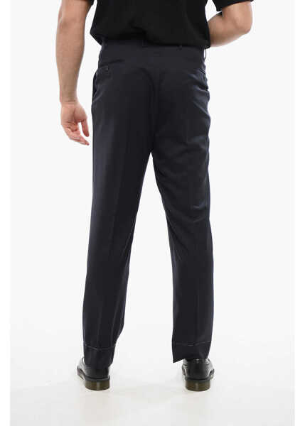 Pantaloni eleganti CORNELIANI Virgin Wool Mantua Pants With Belt Loops Blue Barbati (BM 18264070) 4