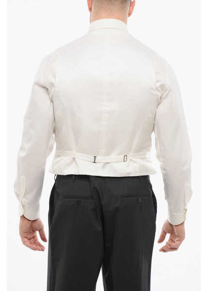 Veste costum CORNELIANI Honeycomb Cotton Mantua Formal Vest White Barbati (BM 18264109) 2