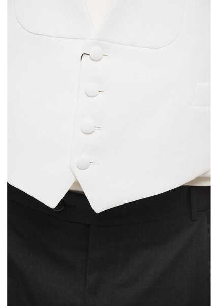 Veste costum CORNELIANI Honeycomb Cotton Mantua Formal Vest White Barbati (BM 18264109) 3