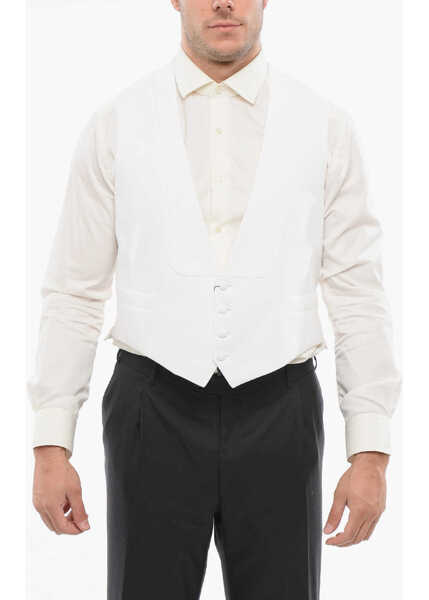 Veste costum CORNELIANI Honeycomb Cotton Mantua Formal Vest White Barbati (BM 18264109) 1