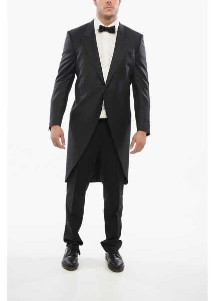 Sacouri CORNELIANI Virgin Wool Peak Lapel Tail-Coat Blazer Black Barbati (BM 18264115) 4
