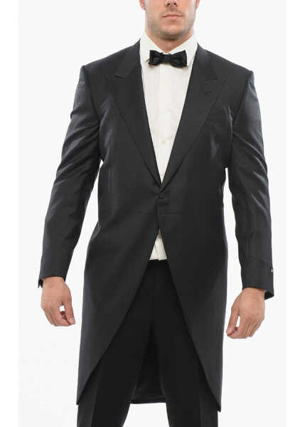 Sacouri CORNELIANI Virgin Wool Peak Lapel Tail-Coat Blazer Black Barbati (BM 18264115) 1