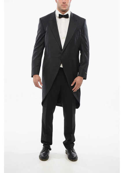 Sacouri CORNELIANI Tailcoat Blazer Mantua Virgin Wool With Peak Lapels Black Barbati (BM 18264127) 4