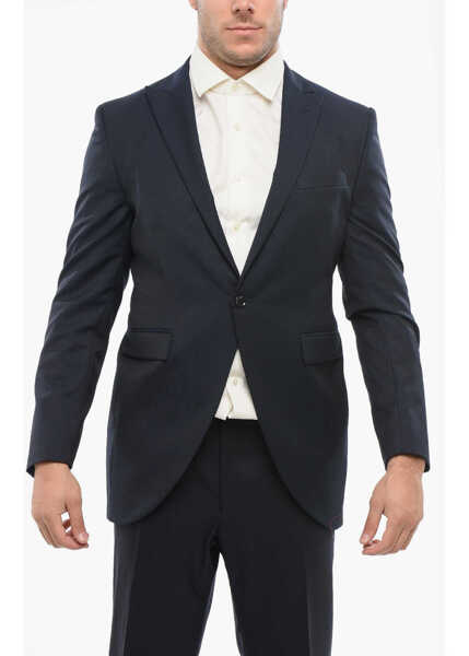Sacouri CORNELIANI Wool Single Breasted Blazer With Flap Pockets Blue Barbati (BM 18264208) 1