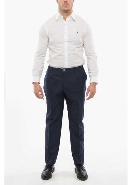Pantaloni casual CORNELIANI Unlined Linen-Blend Trousers With Belt Loops Blue Barbati (BM 18264244) 4