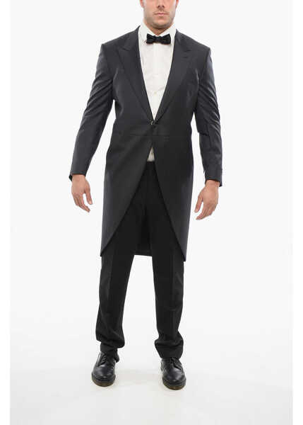 Sacouri CORNELIANI Virgin Wool Peak Lapel Mantua Tail-Coat Blazer Black Barbati (BM 18264277) 4