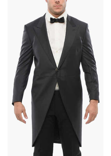 Sacouri CORNELIANI Virgin Wool Peak Lapel Mantua Tail-Coat Blazer Black Barbati (BM 18264277) 1