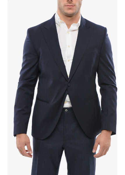 Sacouri CORNELIANI Code Virgin Wool Single Breasted Blazer Blue Barbati (BM 18264307) 1