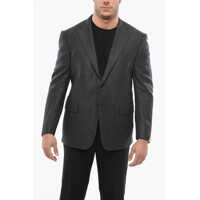 Sacouri Blended Wool Blazer With Flap Pockets Barbati