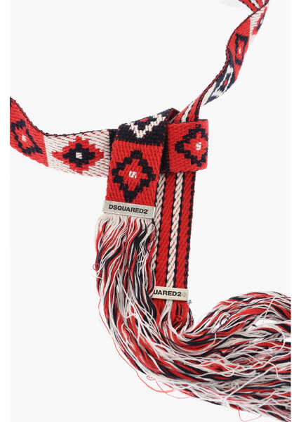 Curele DSQUARED2 Fabric Belt With Fringes 40Mm Red Barbati (BM 18264409) 3