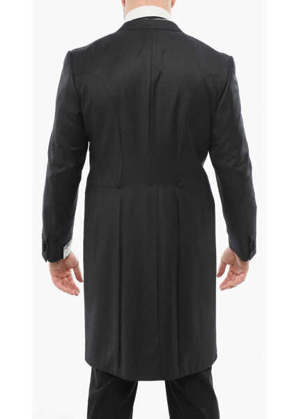 Sacouri CORNELIANI Virgin Wool Peak Lapel Leader Tail-Coat Blazer Black Barbati (BM 18264448) 2