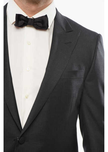 Sacouri CORNELIANI Virgin Wool Peak Lapel Leader Tail-Coat Blazer Black Barbati (BM 18264448) 3