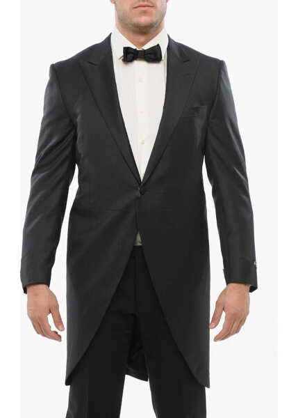 Sacouri CORNELIANI Virgin Wool Peak Lapel Leader Tail-Coat Blazer Black Barbati (BM 18264448) 1