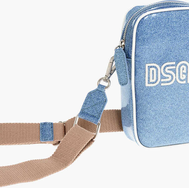 Genti tip postas DSQUARED2 Glittered Crossbody Bag With Zipped Closure Light Blue Barbati (BM 18264463) 3