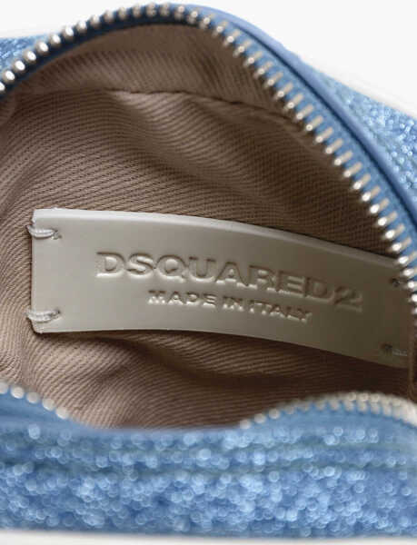 Genti tip postas DSQUARED2 Glittered Crossbody Bag With Zipped Closure Light Blue Barbati (BM 18264463) 4
