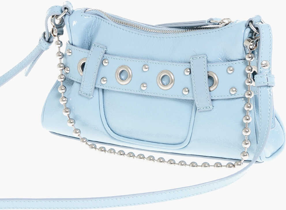 Genti tip postas DSQUARED2 Patent Leather Crossbody Bag With Logoed Buckle Light Blue Femei (BM 18264499) 2