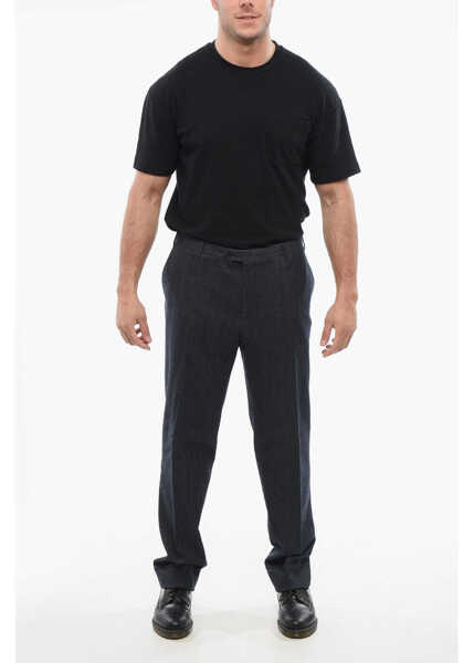 Camasi casual CORNELIANI Herringbone Academy Wool Blend Pants Blue Barbati (BM 18264502) 3