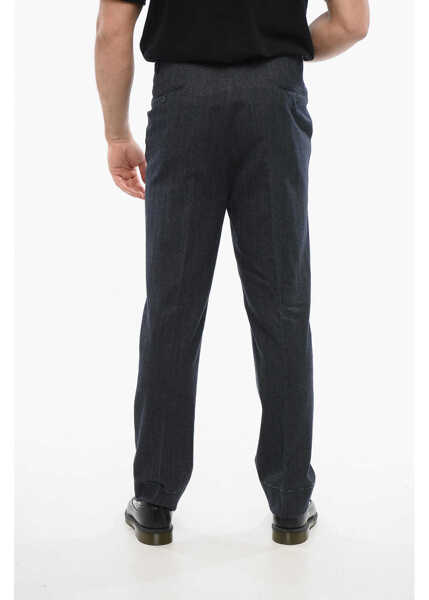 Camasi casual CORNELIANI Herringbone Academy Wool Blend Pants Blue Barbati (BM 18264502) 4