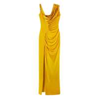 Rochii Orange Sleeveless Long Dress With Medusa Plaque On The Front Draping In Viscose Woman Femei