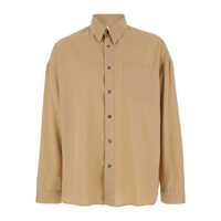Camasi 'Stable' Beige Shirt With Classic Collar And Dropped Shoulders In Linen Blend Man Barbati
