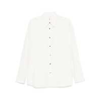 Camasi 'Stable' White Shirt With Classic Collar And All-Over Striped Motif In Linen Blend Man Barbati