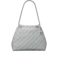 Genti de umar 'Fleming' Grey Diamond Quilted Shoulder Bag With Chain-Link Handles In Leather Woman Femei