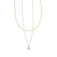 Bijuterii 'Kira' Layered Necklace With Double T Pendant In Brass Blend Woman Femei