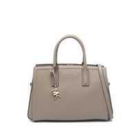 Genti de mana Grey Handbag With Metallic Lettering Logo And Pendant On The Front In Leather Woman Femei