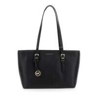 Genti de mana 'Quinn' Black Medium Tote Bag With Removable Logo Charm And Embossed Logo Lettering On The Front In Grained Leather Woman Femei