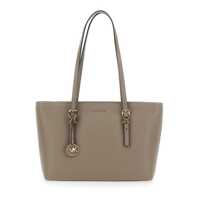 Genti de mana 'Quinn' Grey Medium Tote Bag With Removable Logo Charm And Embossed Logo Lettering On The Front In Grained Leather Woman Femei