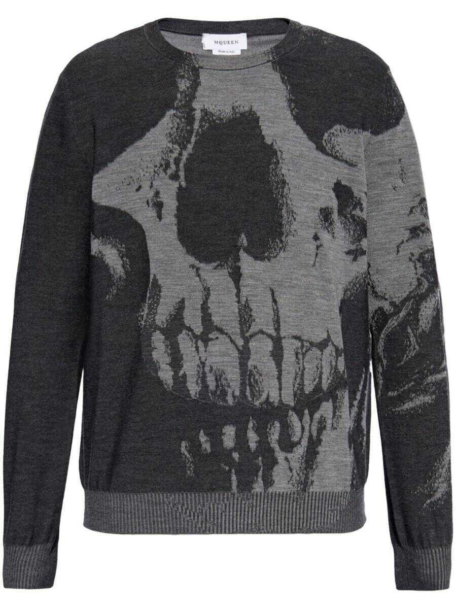 Pulovere Alexander McQueen Alexander McQueen Skull Wool Sweater GREY Barbati (BM 18266538) 1