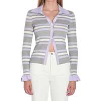 Pulovere Self-Portrait Grey Striped Ribbed Sweater Femei