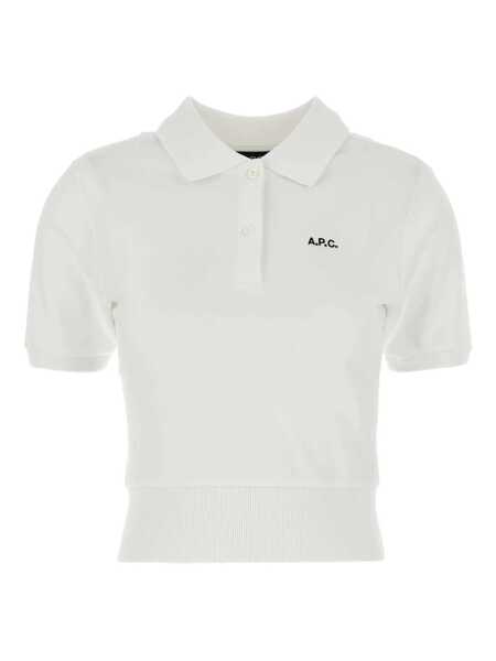 Tricouri Polo A.P.C. Oceane White Polo Shirt With Classic Collar And Logo Embroidery On The Front In Cotton Woman WHITE Femei (BM 18267591) 1