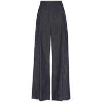 Pantaloni casual Brunello Cucinelli Wide Smart Cotton Denim Effect Trousers Femei
