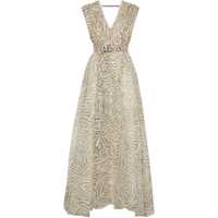 Rochii Brunello Cucinelli Ethnic Print Organza Silk Long Dress Femei