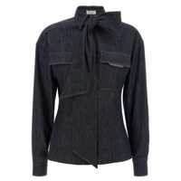 Camasi Brunello Cucinelli 'Shiny Flap Detail' Shirt Femei