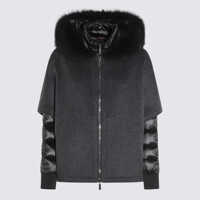 Geci de iarna Moorer Dark Grey Wool Down Jacket Femei