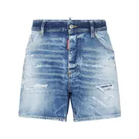 Blugi Blue Jeans With Distressed Effect And Logo Patch On The Back In Denim Man Barbati